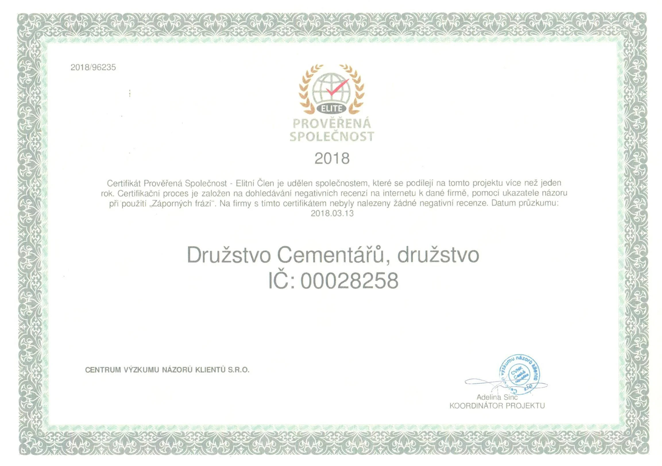 Prověřená společnost 2018